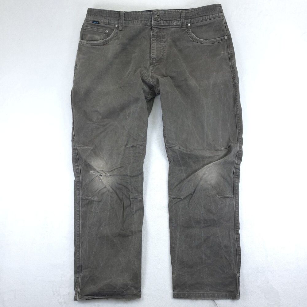 Kuhl Rydr Pants Mens 38x30 Gray Canvas Workwear Outdoor Utility Patina Dye